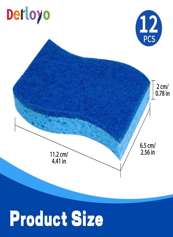 derloyo 12 Count Non-Scratch Dish Sponges Kitchen, Long Lasting Cleaning Sponges for Dishes,Dual Sided Kitchen Sponges, Cleans Fast Without Scratching, Easy to Dry and Reusable-Blue - Image 2